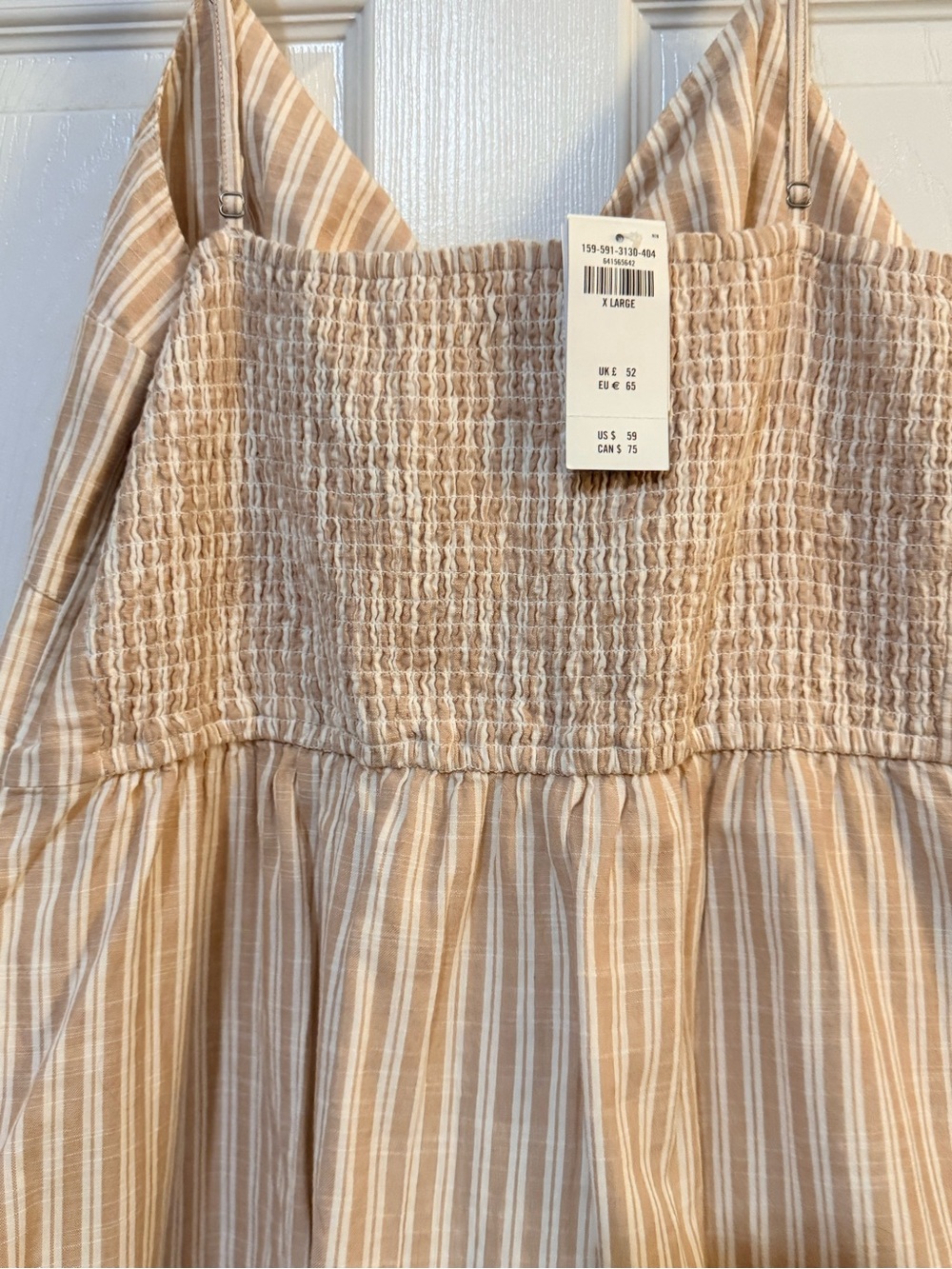 Abercrombie & Fitch Beige and White Striped cotton dress with pockets XL NWT - Picture 4 of 9